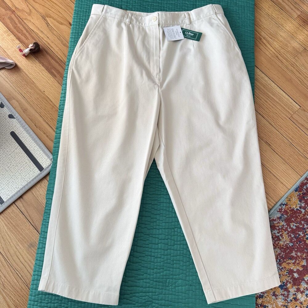 NEW Vintage Deadstock LL Bean Chino Pant Women 35 Khaki Classic Fit Wrinkle Free